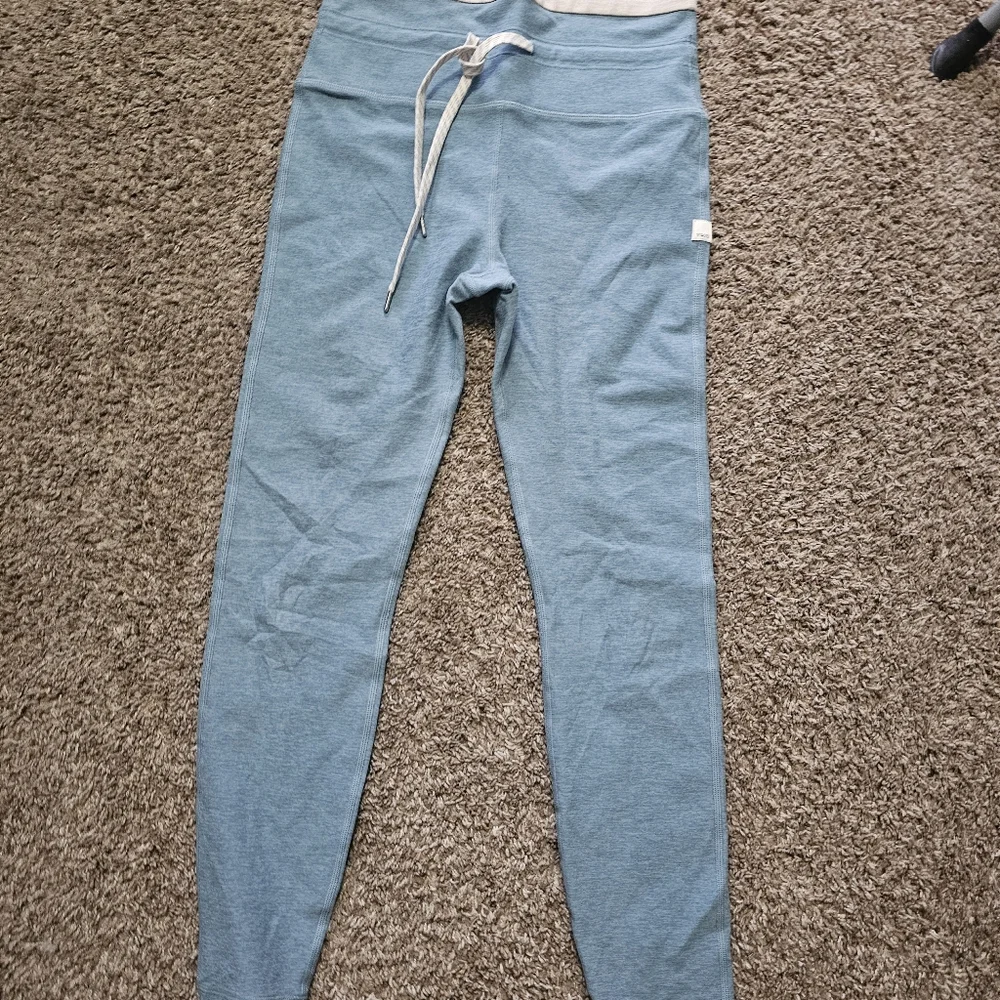 Vuori Light Blue High-Waist Leggings with Drawstring Waistband - Picture 2 of 6